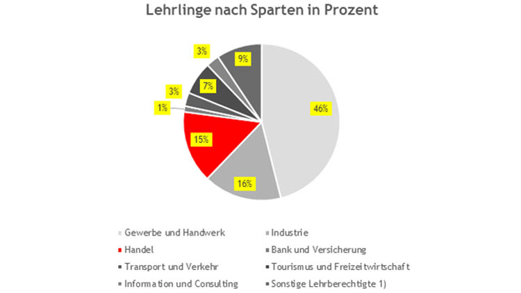 Tortendiagramm: Lehrlinge nach Sparten in Prozent